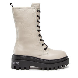 

Ботильйони Calvin Klein Jeans Flatform Mid Laceup Boot YW0YW00843 Eggshell ACF, Бежевий