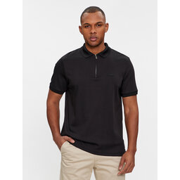 Calvin Klein Calvin Klein Pólóing Smooth Cotton Welt Zip Polo K10K112754 Fekete Regular Fit