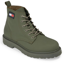 Tommy Jeans Scarponcini Tommy Jeans Tjm Ruberized Lace Up Boot EM0EM01276 Pewter Green MRH