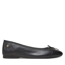 Tommy Hilfiger Baleríny Tommy Hilfiger Toe Cap Leather Ballerina FW0FW08759 Čierna
