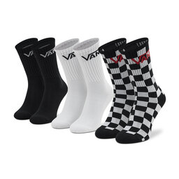Vans Set od 3 para dječjih visokih čarapa Vans Classic Crew VN000XNQBKC1 Black Checkerbo