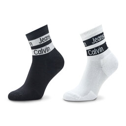 Calvin Klein Jeans Set de 2 perechi de șosete lungi de damă Calvin Klein Jeans 701223143 White/Black 001