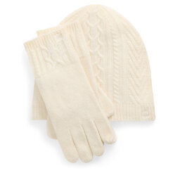 LAUREN RALPH LAUREN Sada čepice, šála a rukavice LAUREN RALPH LAUREN 454960056001 Écru