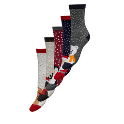 ONLY Set di 5 paia di calzini lunghi da donna ONLY Christmas 15305905 Light Grey Melange 4333389