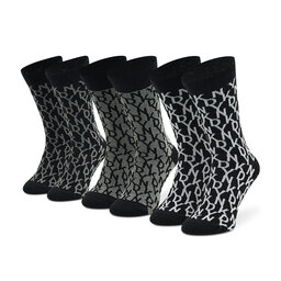 DKNY Set de 3 perechi de șosete lungi pentru bărbați DKNY Fulton S5_6268T_DKY Black Allover Print