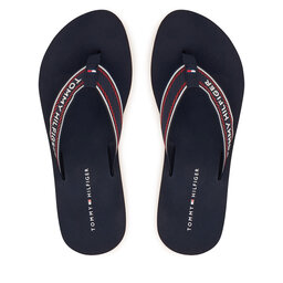 Tommy Hilfiger Zehentrenner Tommy Hilfiger Th Corporate Wedge Summer Sandal FW0FW09695 Dunkelblau