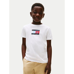 Tommy Hilfiger Tommy Hilfiger Marškinėliai Script Flag KB0KB09725 Balta Regular Fit