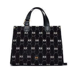 Pinko Torebka Pinko Box Shopping Orizzontale AI 23-24 PLTT 101572 A10S Nero/Bianco/Antique Gold ZZ2Q