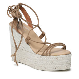 Manebi Alpargatas Manebi Soft Suede Lace-Up Wedge Espadrilles L 8.7 WA Marrón