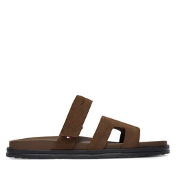 Tommy Hilfiger Pantoletten Tommy Hilfiger Adjustable Premium Suede Sandal FM0FM05774 Braun