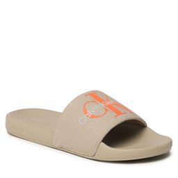 Calvin Klein Jeans Šľapky Calvin Klein Jeans Slide Monogram Co YM0YM00061 Travertine/Shocking Orange ACC