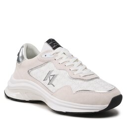 KARL LAGERFELD Сникърси KARL LAGERFELD KL53165 White Lthr/Textile W/Silver