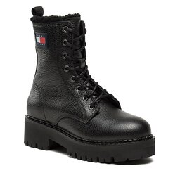 Tommy Jeans Боти Tommy Jeans Tjw Urban Boot Tumbled Ltr Wl EN0EN02317 Black BDS