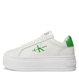 

Снікерcи Calvin Klein Jeans Bold Platf Low Lace Lth Ml Met YW0YW01431 Bright White/Classic Green 0K7, Білий
