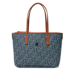 Tommy Hilfiger Handtasche Tommy Hilfiger Th Monoplay Leather Mini Tote AW0AW17415 Dunkelblau