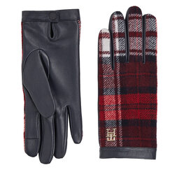 Tommy Hilfiger Mănuși de Damă Tommy Hilfiger Tommy Check Leather Gloves AW0AW15362 Space Blue DW6