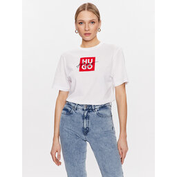 HUGO Hugo Marškinėliai Dashire_3 50485373 Balta Regular Fit