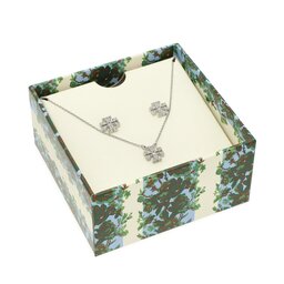Tory Burch Set colier și cercei Tory Burch Kira Pave Pendant And Stud Earring Set 145510 Tory Silver/Crystal 042
