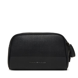 Tommy Hilfiger Kosmetiktasche Tommy Hilfiger Metal Logo Woven Washbag AM0AM14098 Schwarz