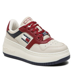 Tommy Jeans Sportcipő Tommy Jeans Tjw Retro Basket Flatform EN0EN02429 Bleached Stone / Rouge XJS