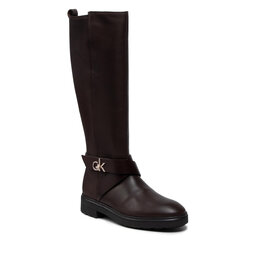Calvin Klein Klassische Stiefel Calvin Klein Knee Boot 20 W/Hdw HW0HW00607 Dark Brown 0HE