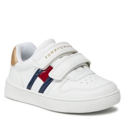 Tommy Hilfiger Sneakers Tommy Hilfiger Flag Low Cut Velcro Sneaker T1A9-32956-1355 M White/Platinum X048