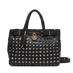 Tommy Hilfiger Handtasche Tommy Hilfiger American Icon Mini Tote Braided AW0AW18734 Schwarz
