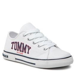 Tommy Hilfiger Sportbačiai Tommy Hilfiger Low Cut Lace-Up Sneaker T3X4-32208-1352 M White 100