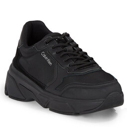 Calvin Klein Сникърси Calvin Klein Low Top Lace Up Mix HM0HM01255 Triple Black 0GJ