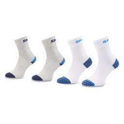 Skechers Set de 4 perechi de șosete lungi pentru copii Skechers SK41092 White Mix 1001