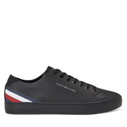 

Снікерcи Tommy Hilfiger Th Hi Vulc Core Low Lth Stripes FM0FM04778 Triple Black 0GQ, Чорний