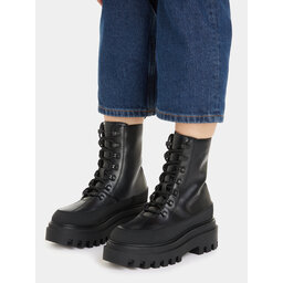 

Ботильйони Calvin Klein Jeans Flatform Lace Up Boot Lth YW0YW01110 Triple Black 0GT, Чорний