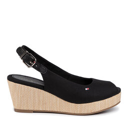 Tommy Hilfiger Espadrilles Tommy Hilfiger Iconic Elba Sling Back Wedge FW0FW04788 Schwarz