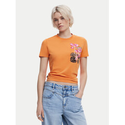 Desigual Desigual Póló Botanical 25SWTK48 Narancssárga Slim Fit