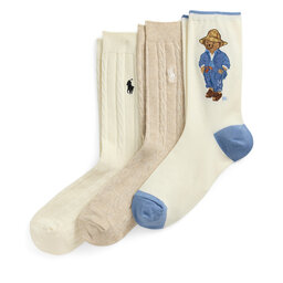 Polo Ralph Lauren 3 pares de calcetines altos para mujer Polo Ralph Lauren 455972027001 Beis