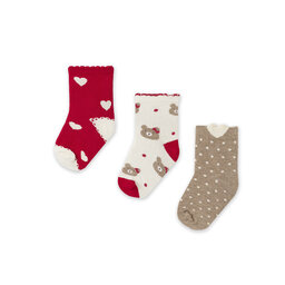 Mayoral Set di 3 paia di calzini corti da bambini Mayoral 10.526 Rosso