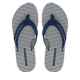 Tommy Hilfiger Zehentrenner Tommy Hilfiger Th Ithaca Stripe Summer Sandal FW0FW09192 Dunkelblau