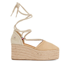 Tommy Hilfiger Espadryle Tommy Hilfiger Closed Toe Linen Flatform FW0FW07746 Beżowy