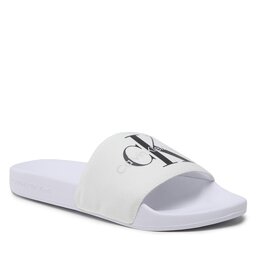 Calvin Klein Jeans Pantoletten Calvin Klein Jeans Slide Monogram Co YW0YW00103 White YBR
