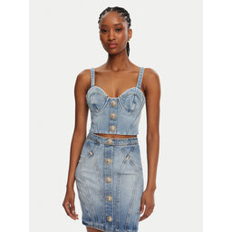 Balmain Balmain Marškinėliai DF1AA345DE53 Mėlyna Slim Fit