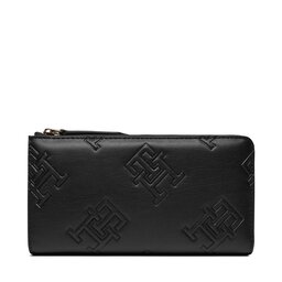 Tommy Hilfiger Liels sieviešu maks Tommy Hilfiger Th Refined Large Za Mono AW0AW15756 Black BDS