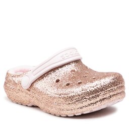 Crocs Παντόφλες Crocs Classic Lined Glitter Clog K 207462 Gold/Barely Pink