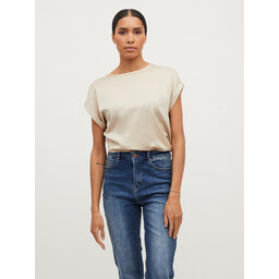 Vila Vila Camiseta Ellette 14059563 Beis Regular Fit