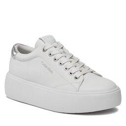Calvin Klein Sneakersy Calvin Klein Bubble Cupsole Lace Up HW0HW01861 White/Silver 0K6