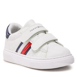 Tommy Hilfiger Sneakersy Tommy Hilfiger Stripes Low Cut Velcro Sneaker T1A9-32694-1355X336 M White/Blue X336