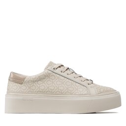 

Снікерcи Calvin Klein Flatform Cupsole Lace Up - Mono HW0HW01420 Dk Ecru/Silver Mink Mono 0F7, Бежевий