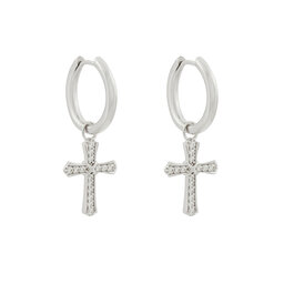 ICED STUFF Orecchini ICED STUFF Sharp Cross Oro bianco
