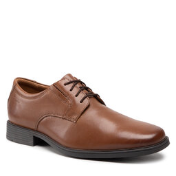 Clarks Poltopánky Clarks Tilden Plain 261300977 Dark Tan Leather