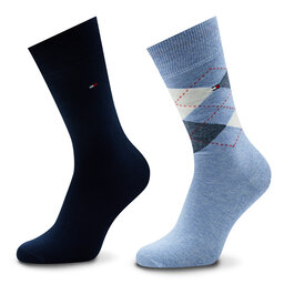 Tommy Hilfiger 2 pares de calcetines altos para hombre Tommy Hilfiger 100001495 Light Blue Melange 028