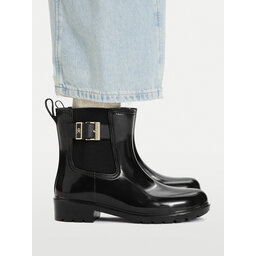 Tommy Hilfiger Gummistiefel Tommy Hilfiger Th Buckle Glossy Ankle Rain Boot FW0FW09543 Schwarz